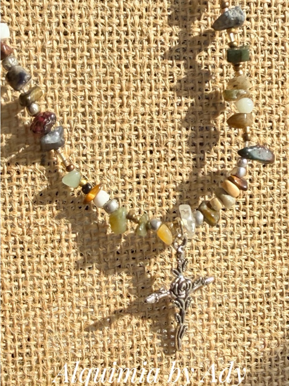 Multi stone Rosary Necklace with Crucifix - Picture 11 of 11